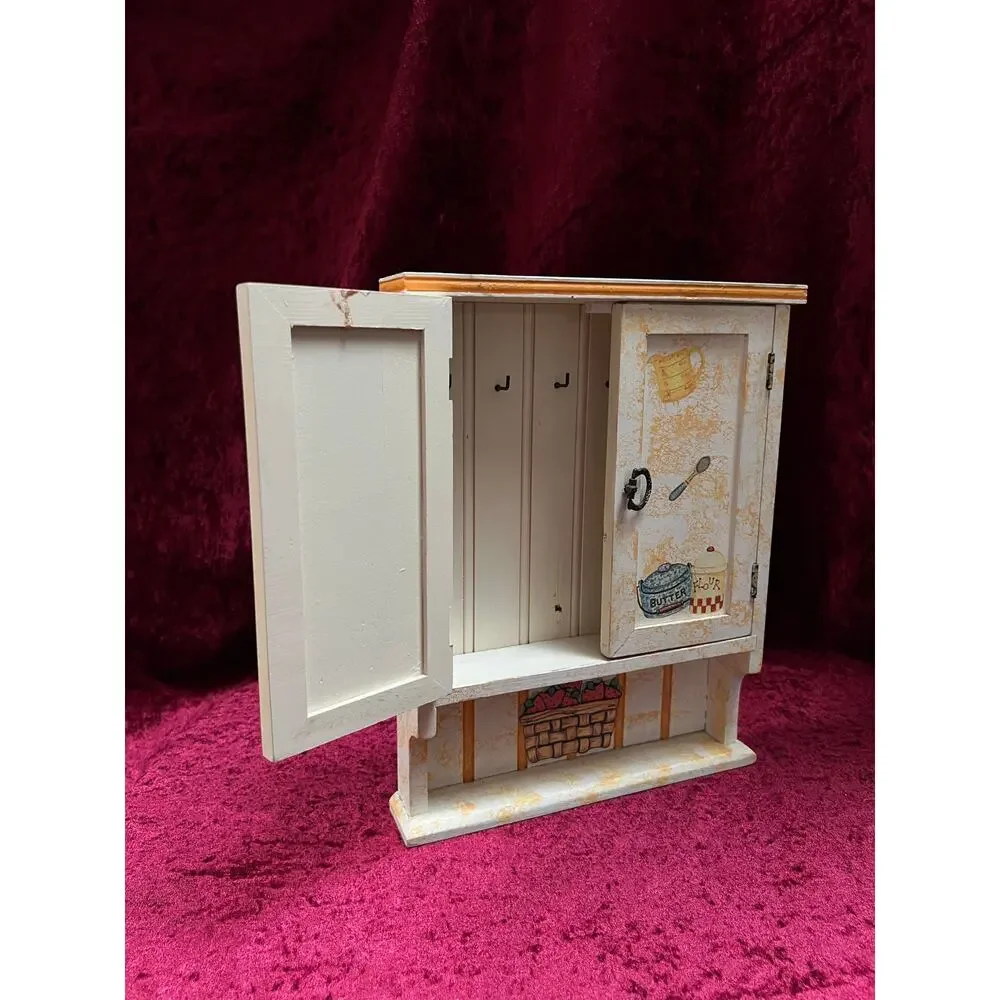 Vintage Terry's Village Wood Key Cabinet - Kitchen Cupboard Wall Key Holder